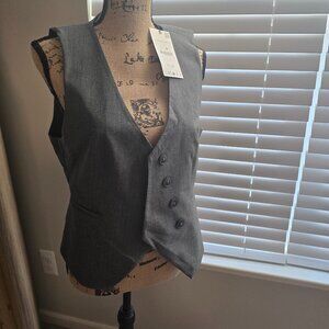 ZARA Gray Pinstripe Asymetric Button Front Vest - NWT Size L